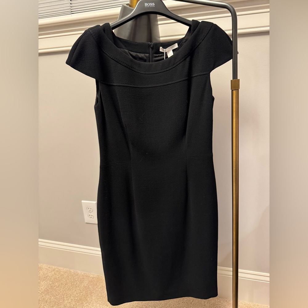 Hugo Boss Black Sheath Midi Dress Crew Neck Sleeveless